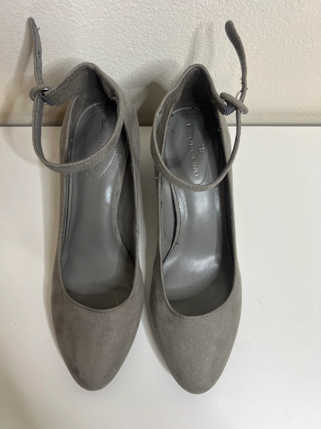 Bandolino Gray Suede Ankle Strap Heels Size 7