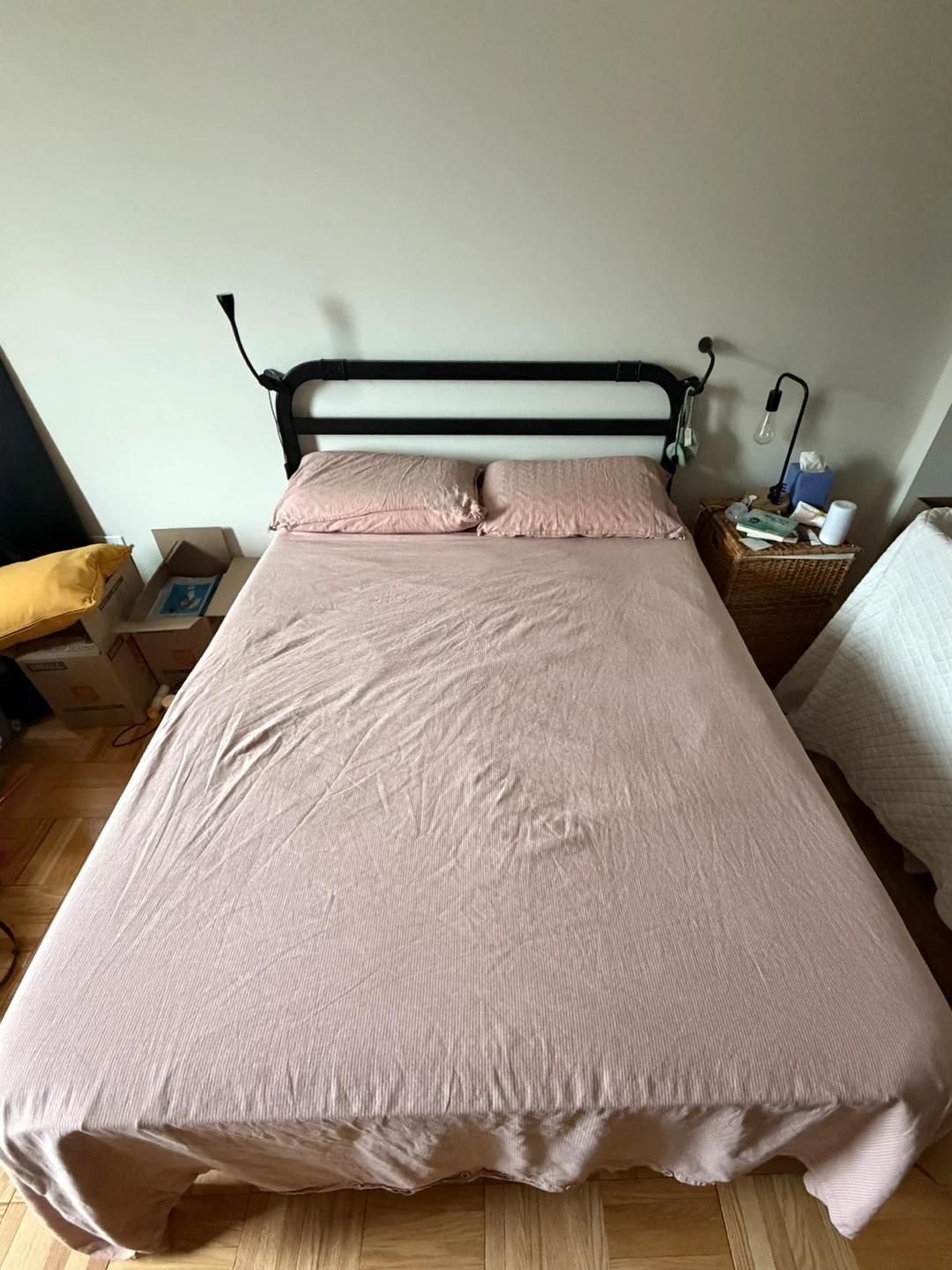 MOVING SALE - Black Metal Full Size Bed Frame and Mattress - photo 2