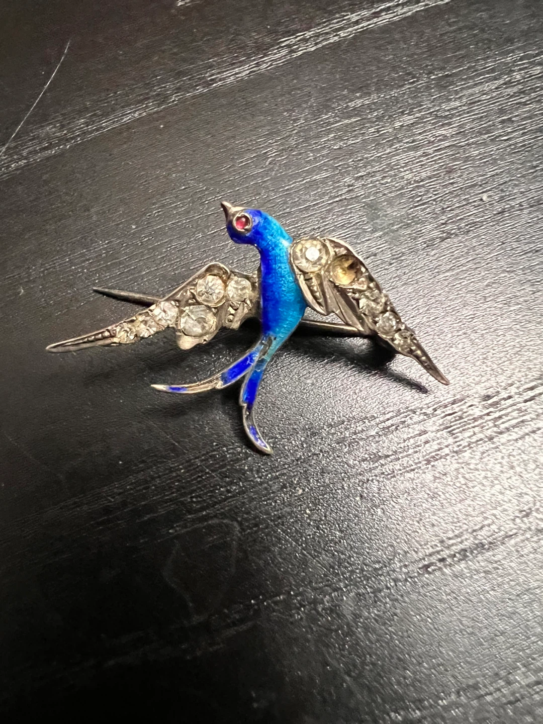 Enamel and Diamond Bird Brooch