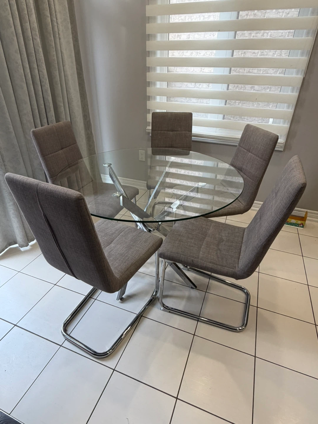 Glass Dining Table Set with 4 Chairs