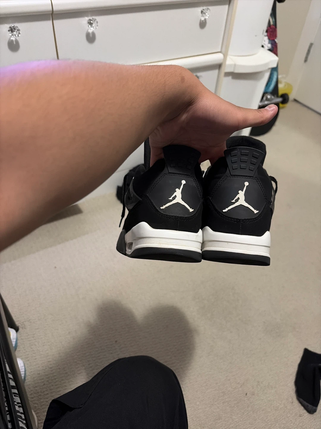 Jordan 4 Black "Flight" Sneakers - photo 2