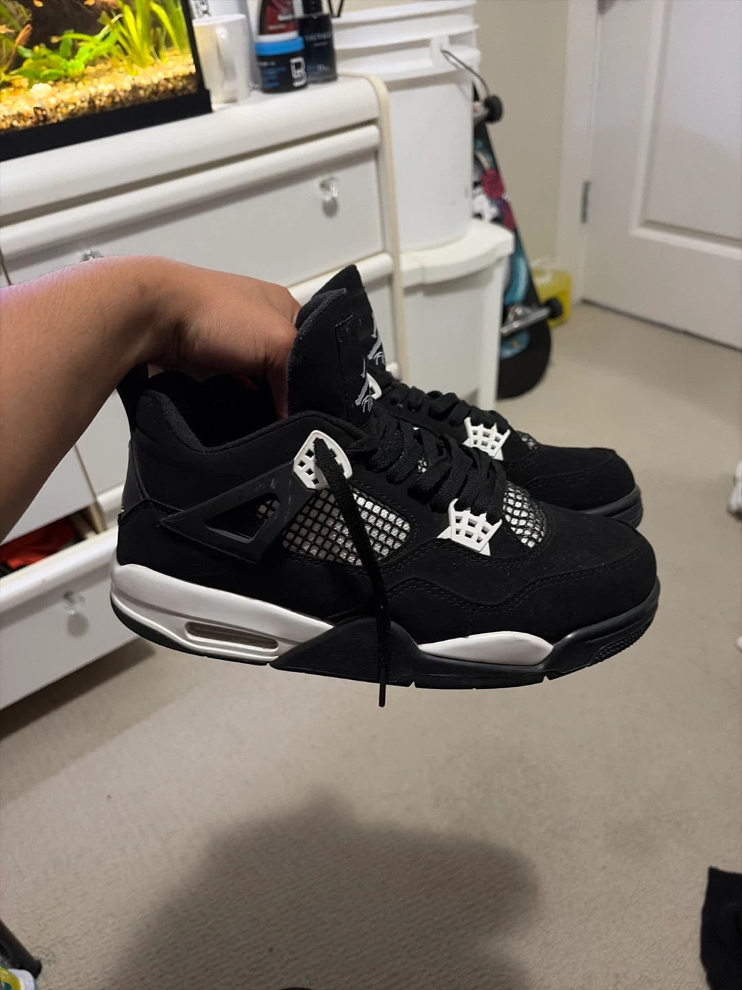 Jordan 4 Black "Flight" Sneakers - photo 3