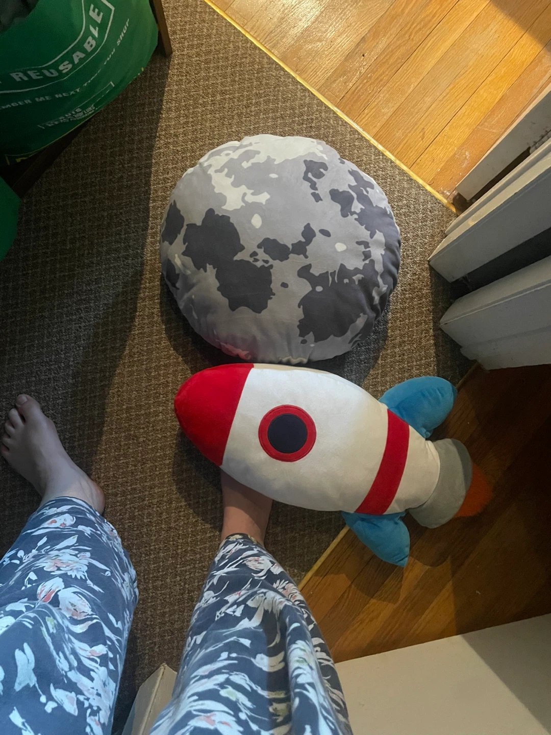Plush Rocket and Moon Pillows