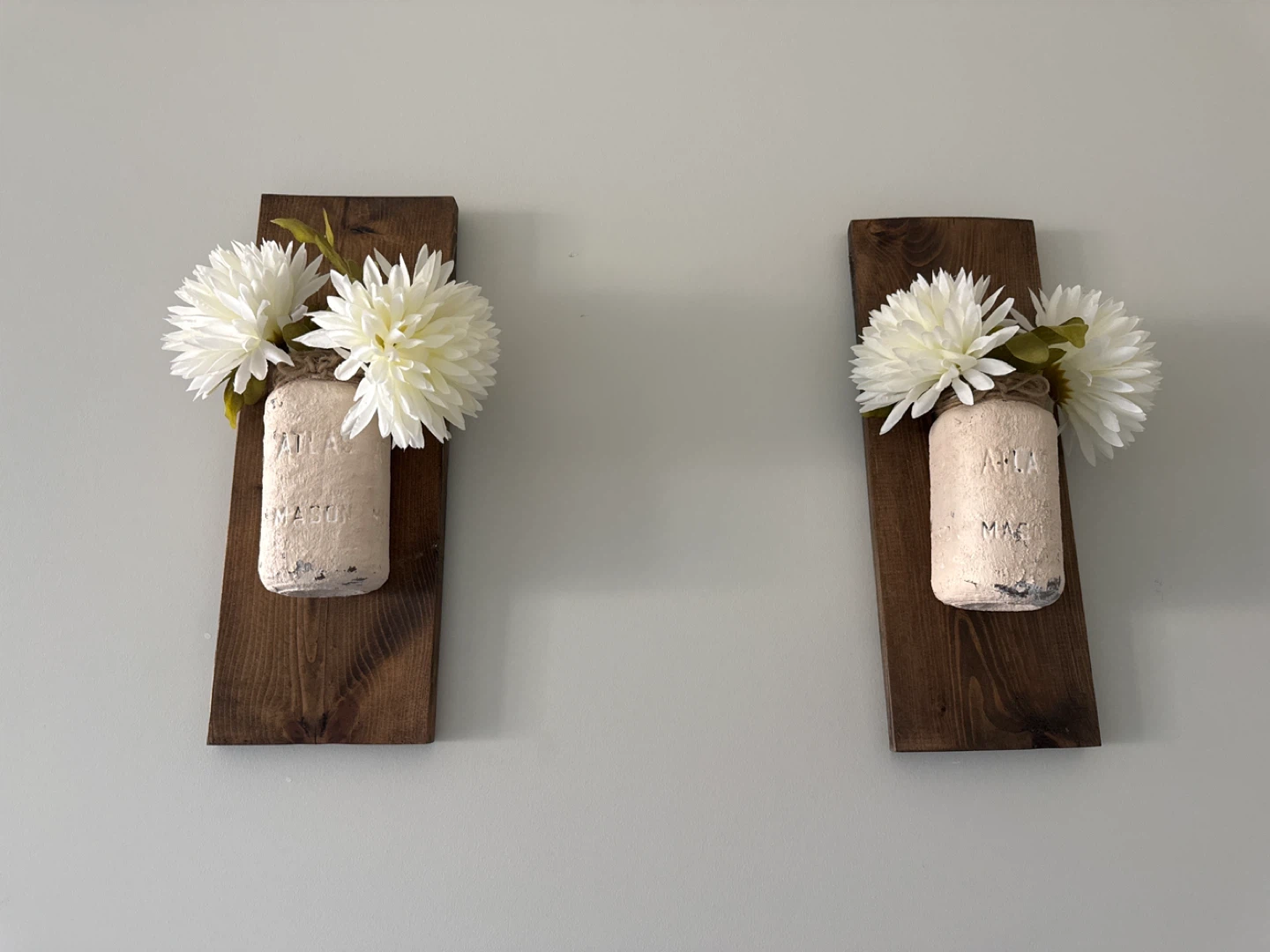Decorative Mason Jar Vases with Faux Flowers