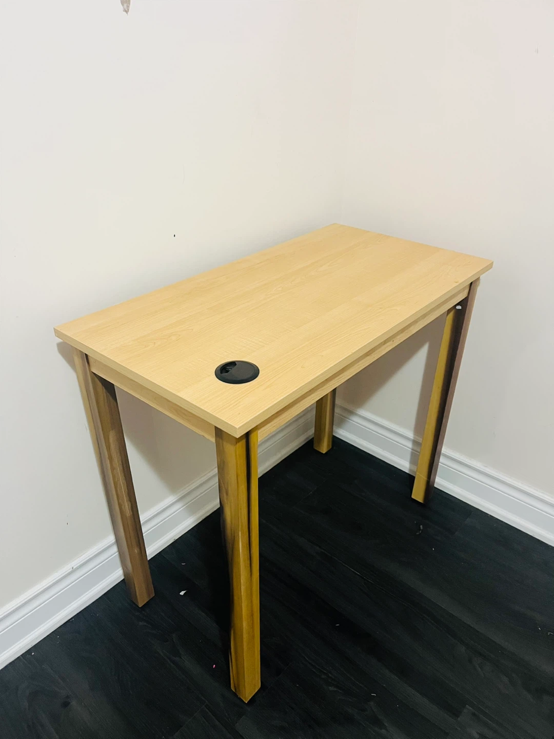 Light Wood Desk with Cable Grommet