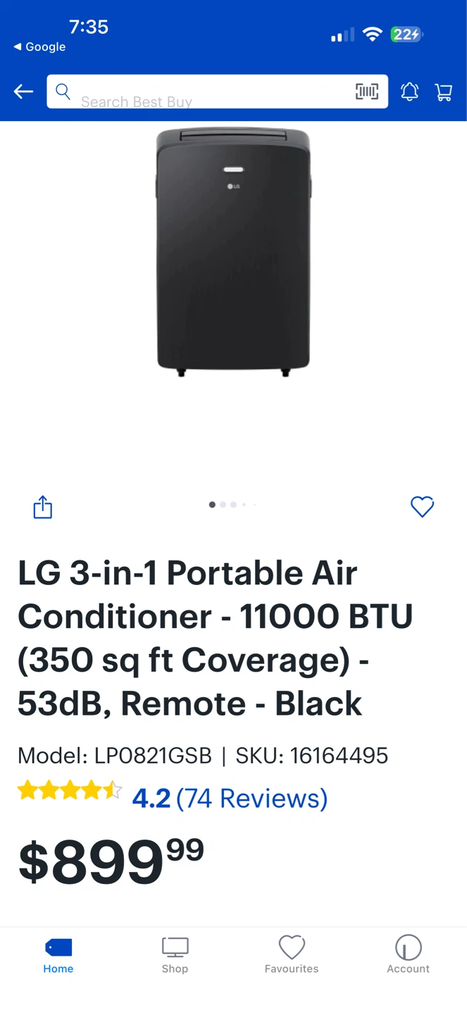 LG Portable Air Conditioner LP0821GSB