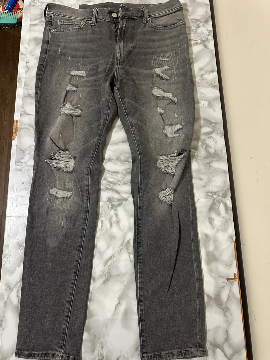 H&M Skinny Fit Grey Distressed Jeans - photo 3