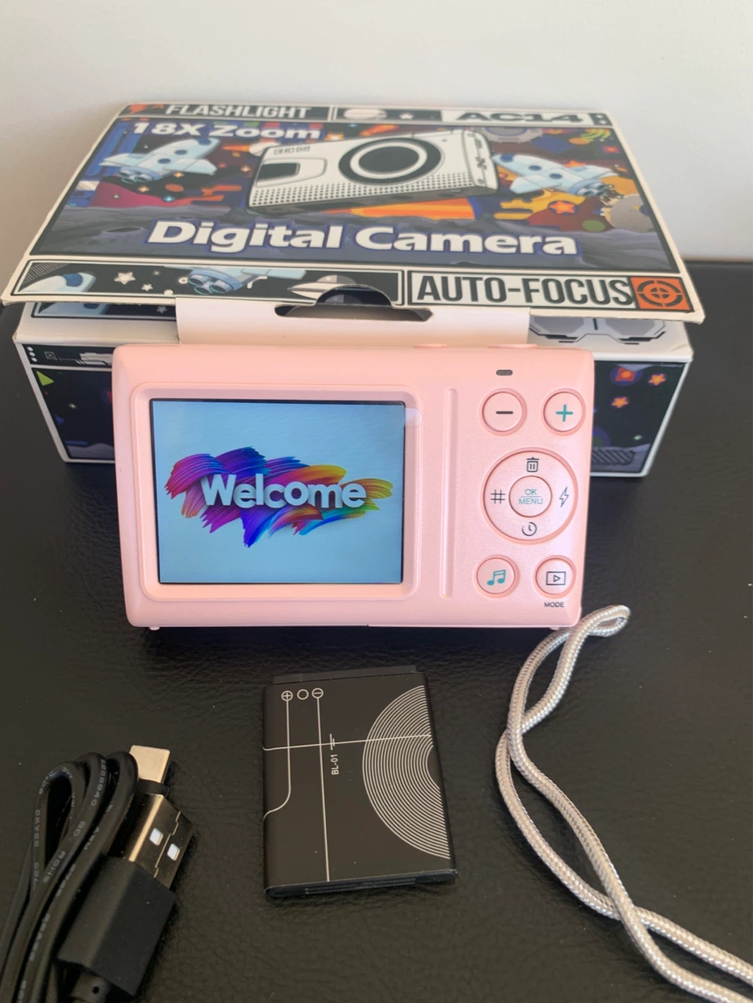 Pink 4K Digital Camera with 18x Zoom 64MP