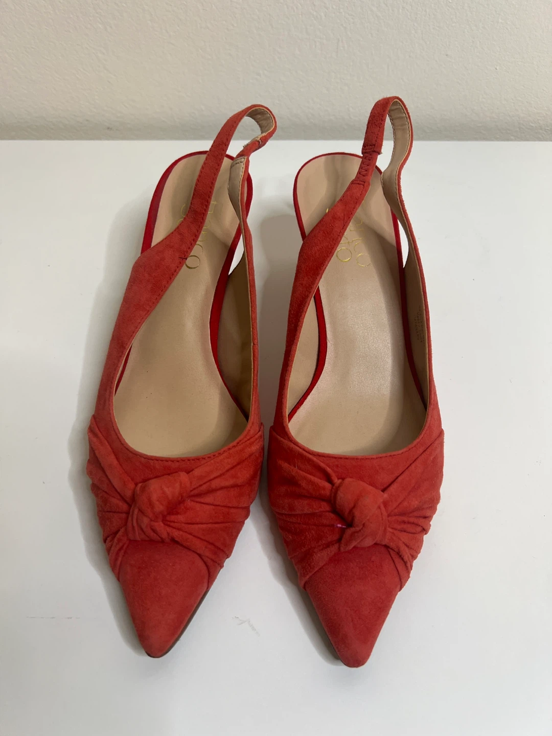 Franco Sarto Red Suede Slingback Heels