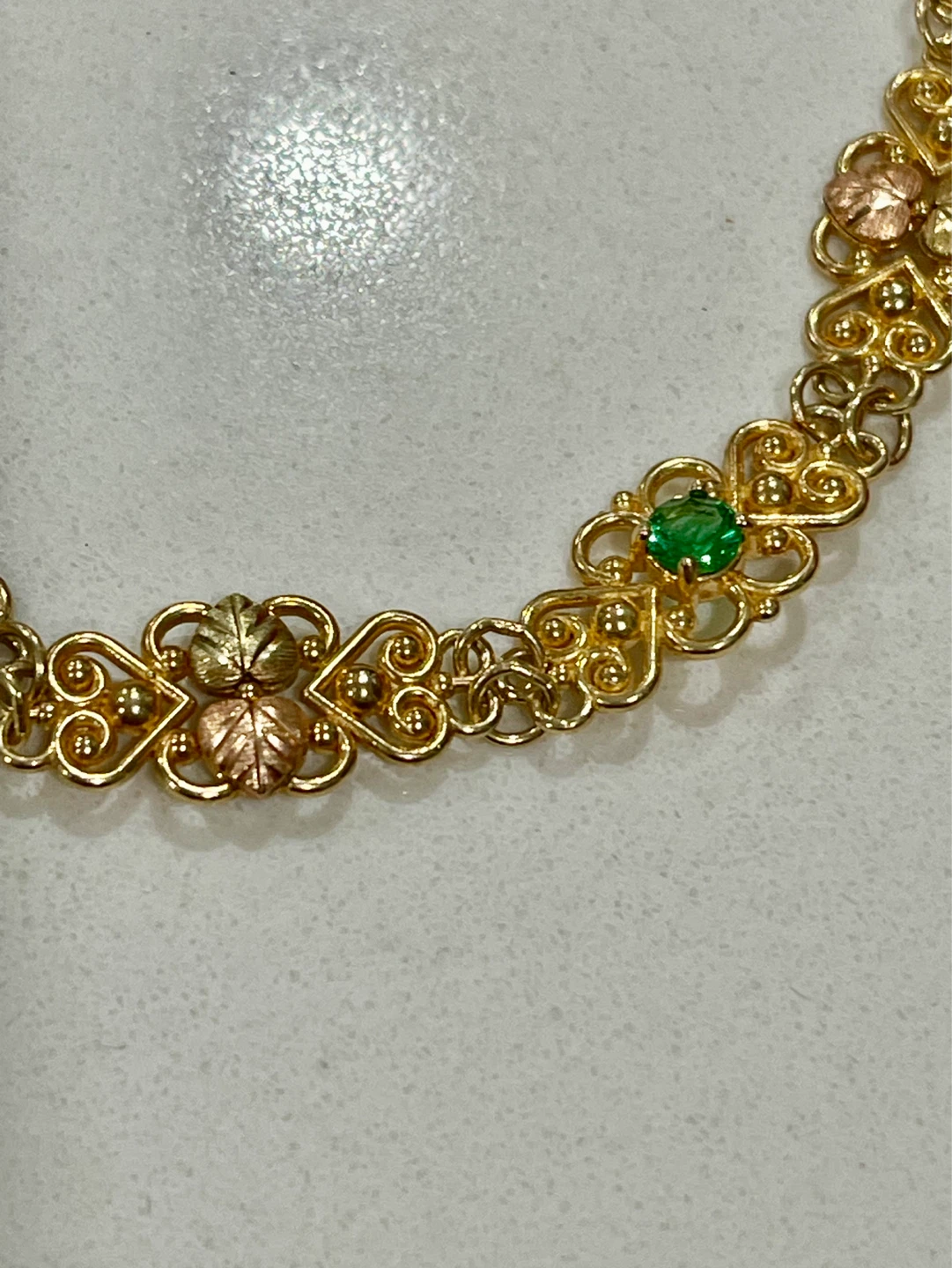 10k Gold Bracelet with emerald Green Stones - photo 3