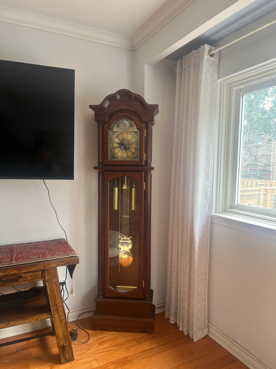 Wooden Clock with Pendulum and Chimes