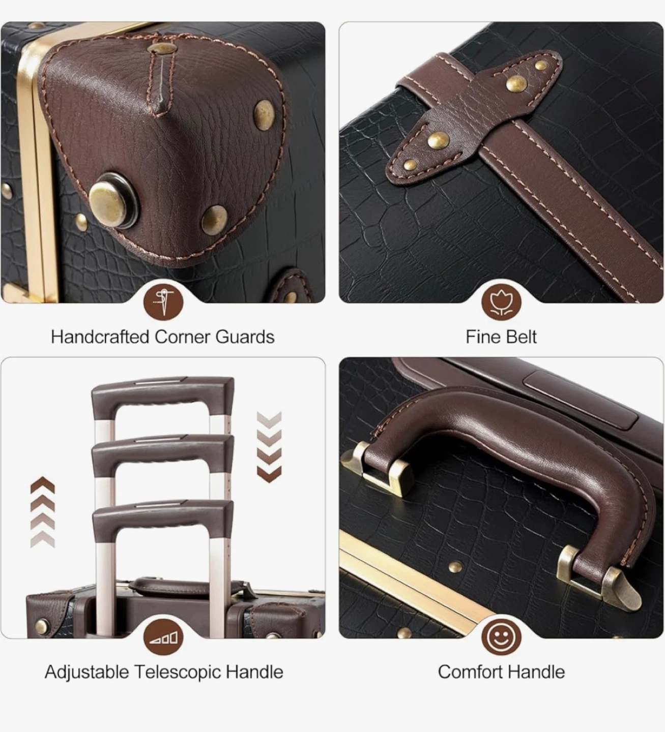 Vintage Style Luggage Set - Black & Brown - photo 3