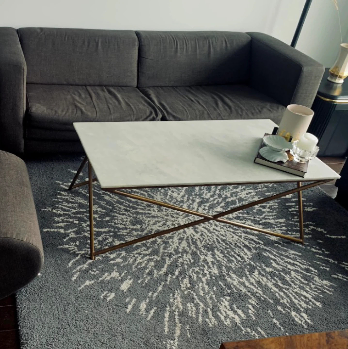 White Marble Coffee Table with Gold Legs