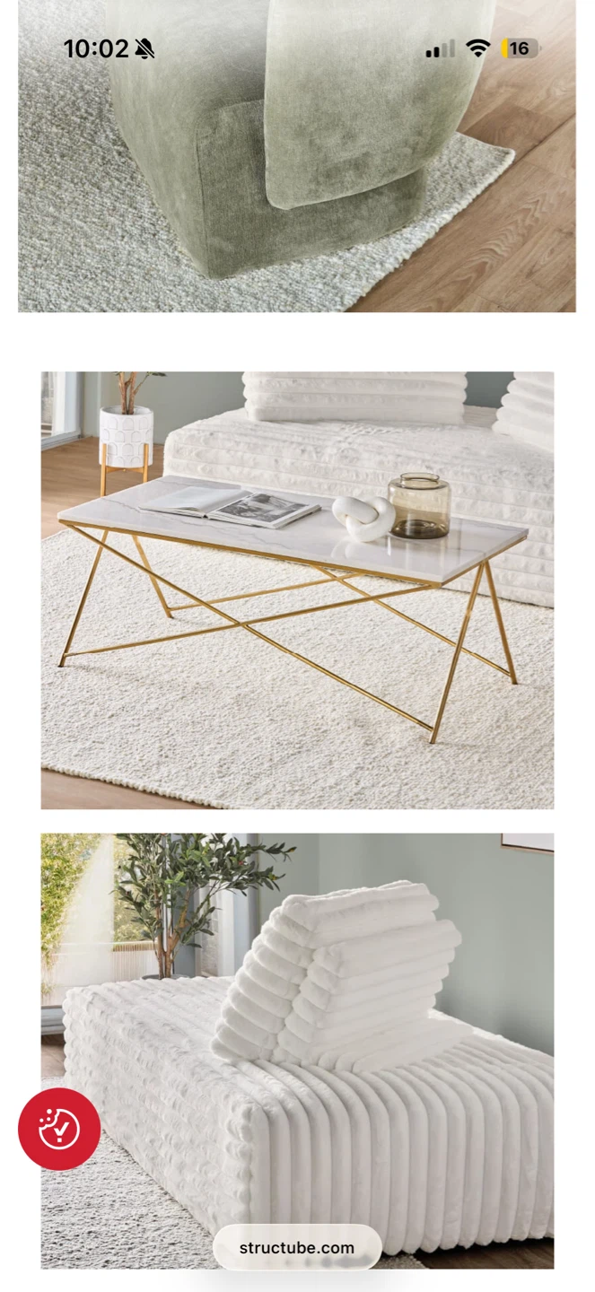 White Marble Coffee Table with Gold Legs - photo 4