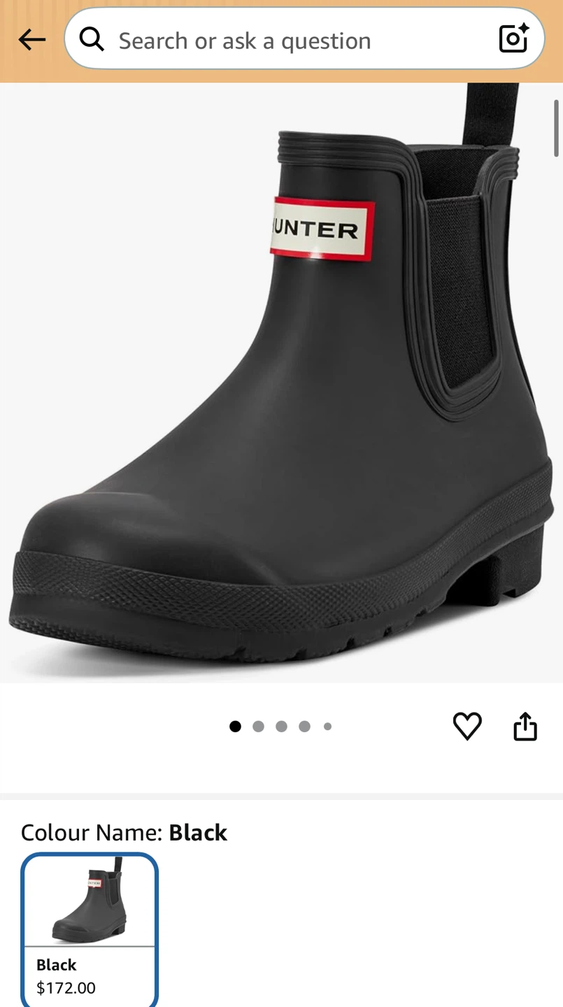 Hunter Black Chelsea Boots- size 6