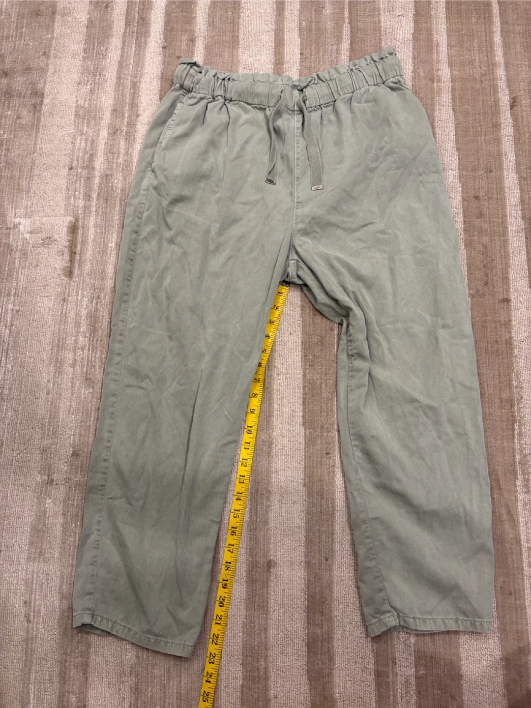 Zara Sage Green Poplin Cotton Drawstring Barrel Pants XL - photo 5