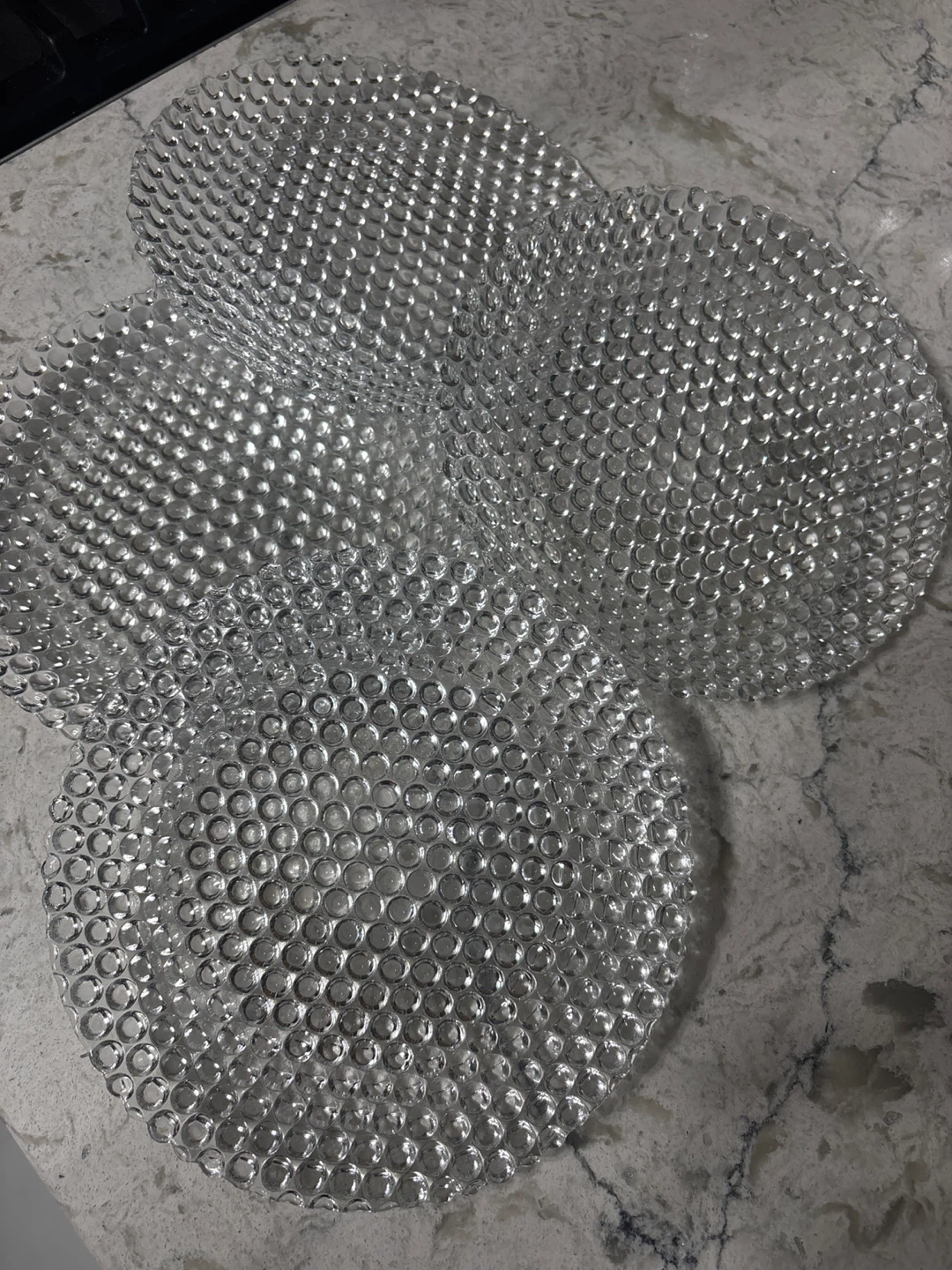 Set of 4 Clear Glass Bubble Charger Plates