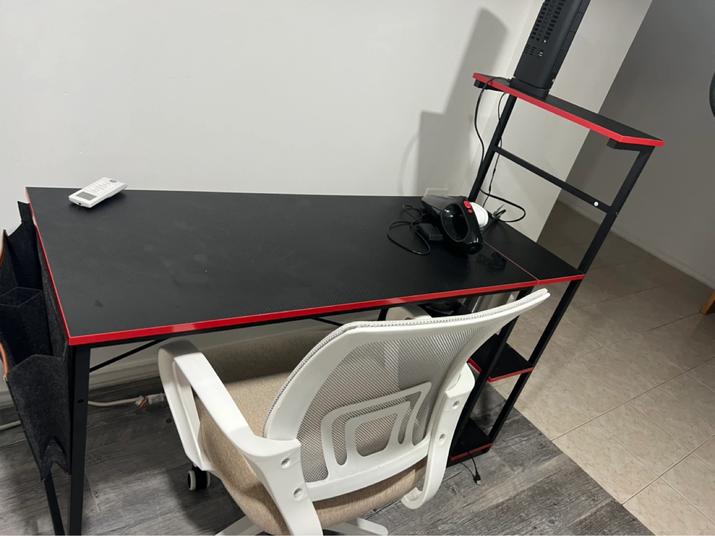 Black Gaming Desk with Red Trim