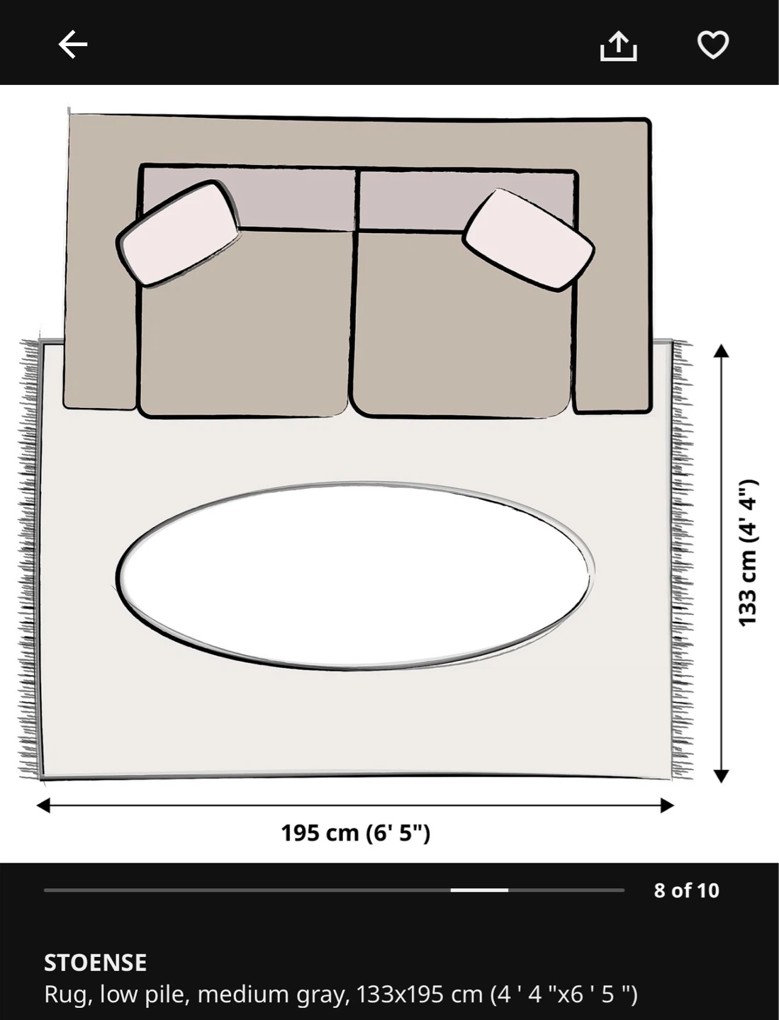 IKEA STOENSE Low Pile Rug - Medium Gray - photo 2