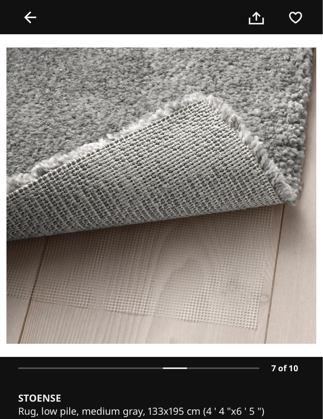 IKEA STOENSE Low Pile Rug - Medium Gray - photo 3