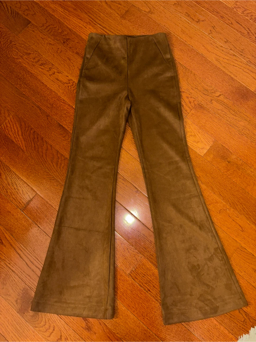Brown Suede Flare Pants