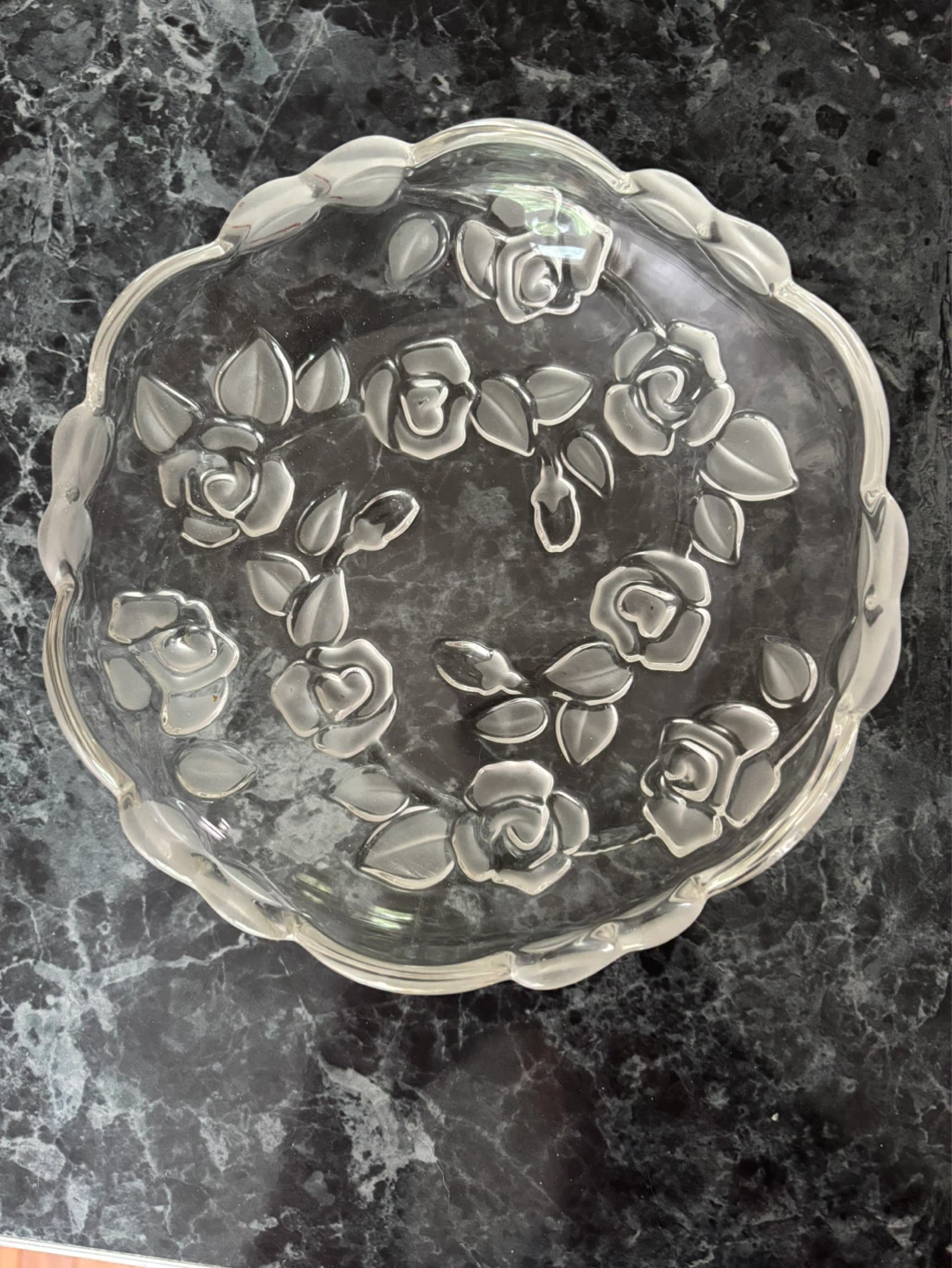⚽️Vintage Clear Glass Rose Dish