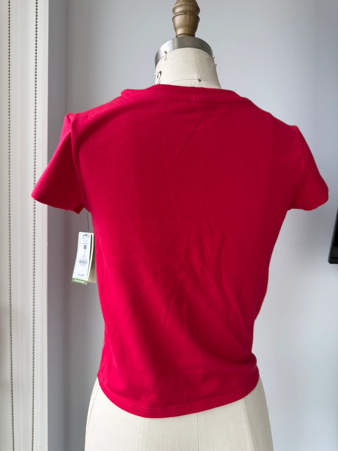 ⚽️ Red Cropped T-Shirt with Bow Detail size xs - photo 2