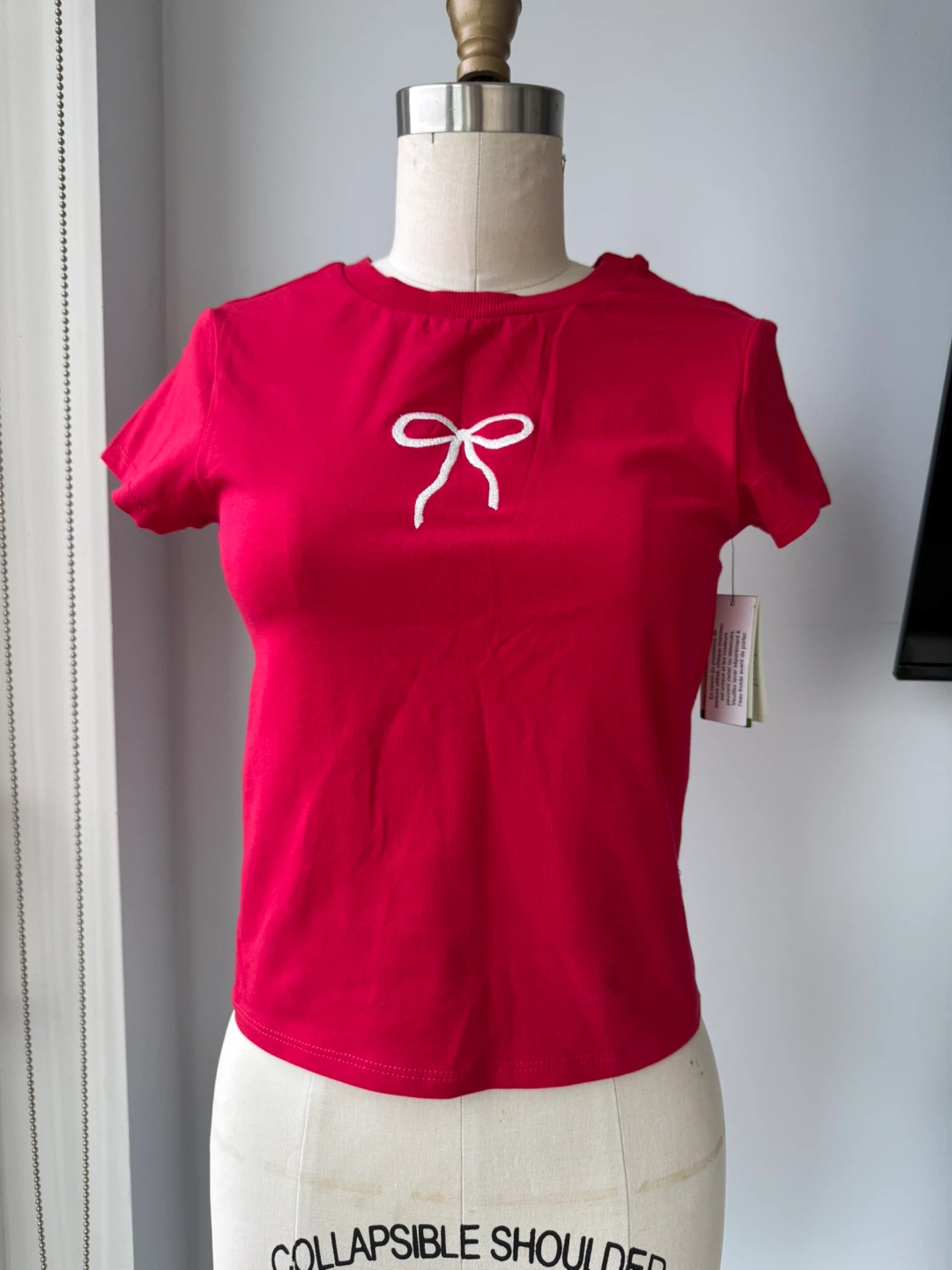 ⚽️ Red Cropped T-Shirt with Bow Detail size xs