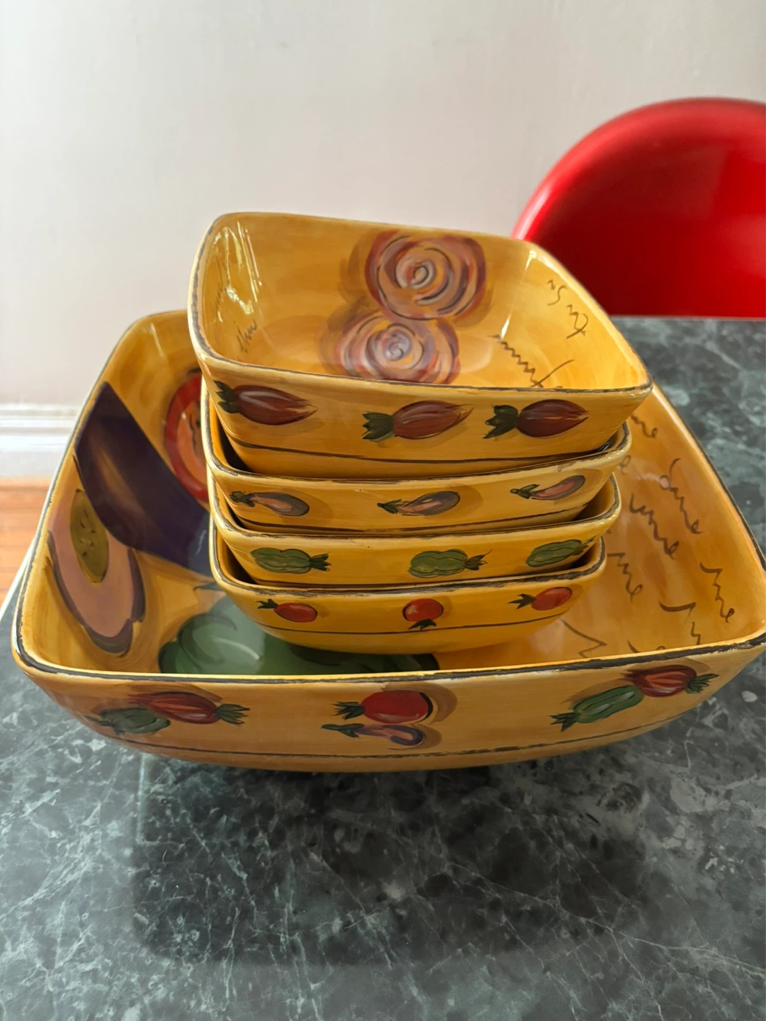 ⚽️ Vintage Vegetable Print Salad and Bowl Set