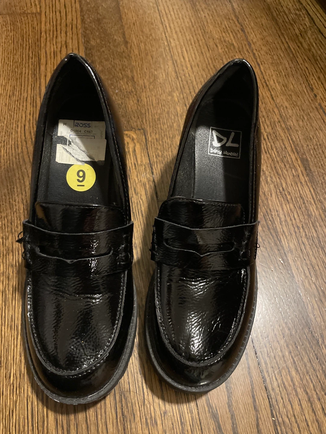 Black Patent Chunky Loafers Size 9