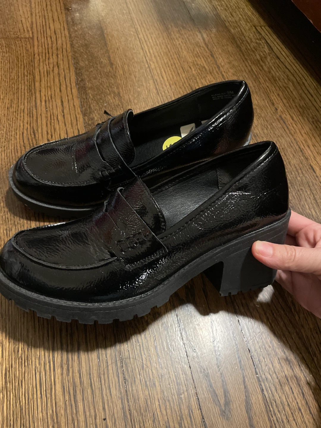 Black Patent Chunky Loafers Size 9 - photo 2