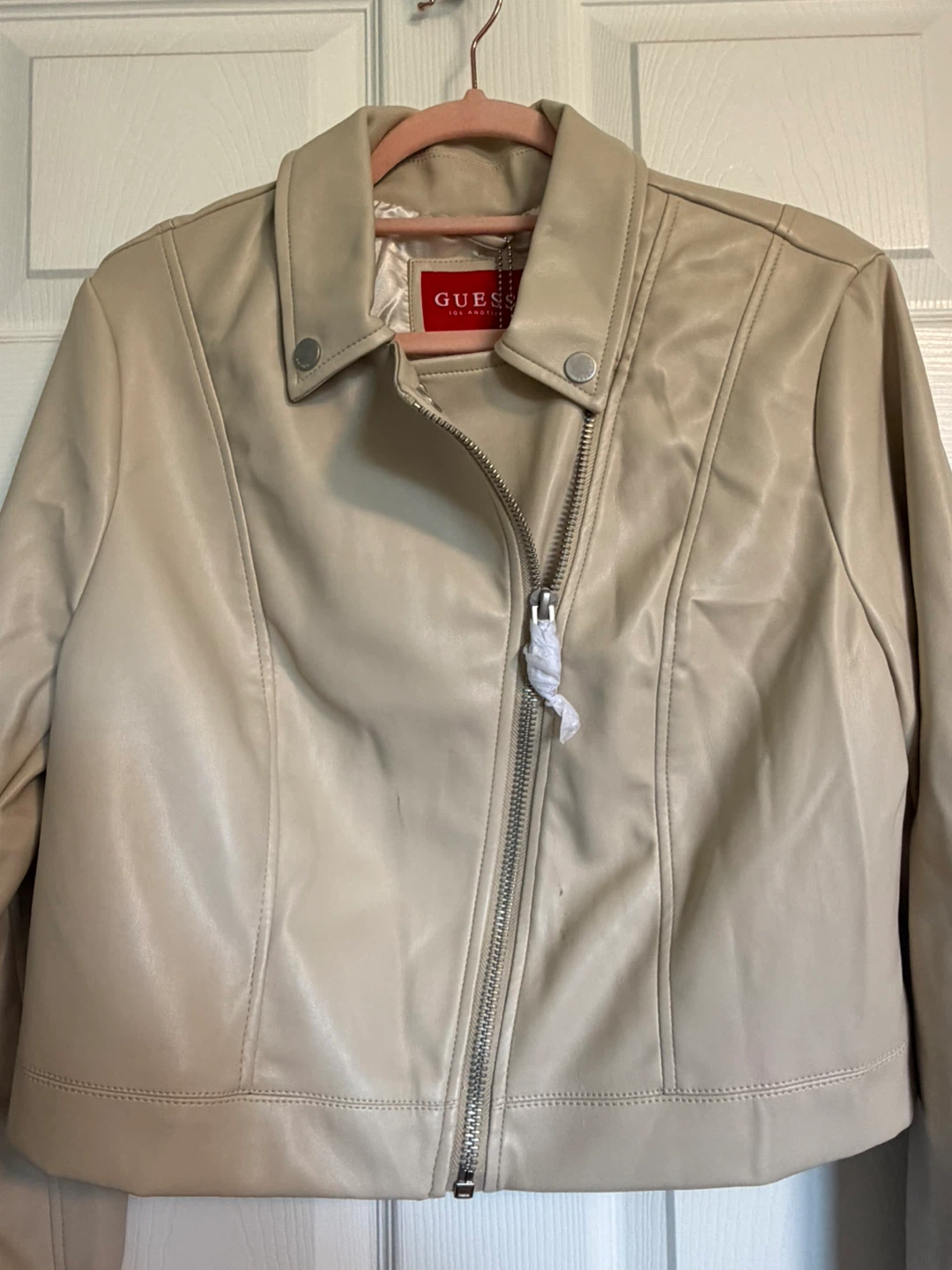 Guess Faux Leather Moto Jacket - Vanilla Blush XL/TG - photo 2