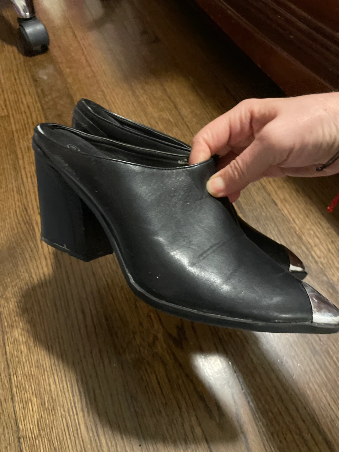 Jessica  Black Mules with Silver Toe - photo 2