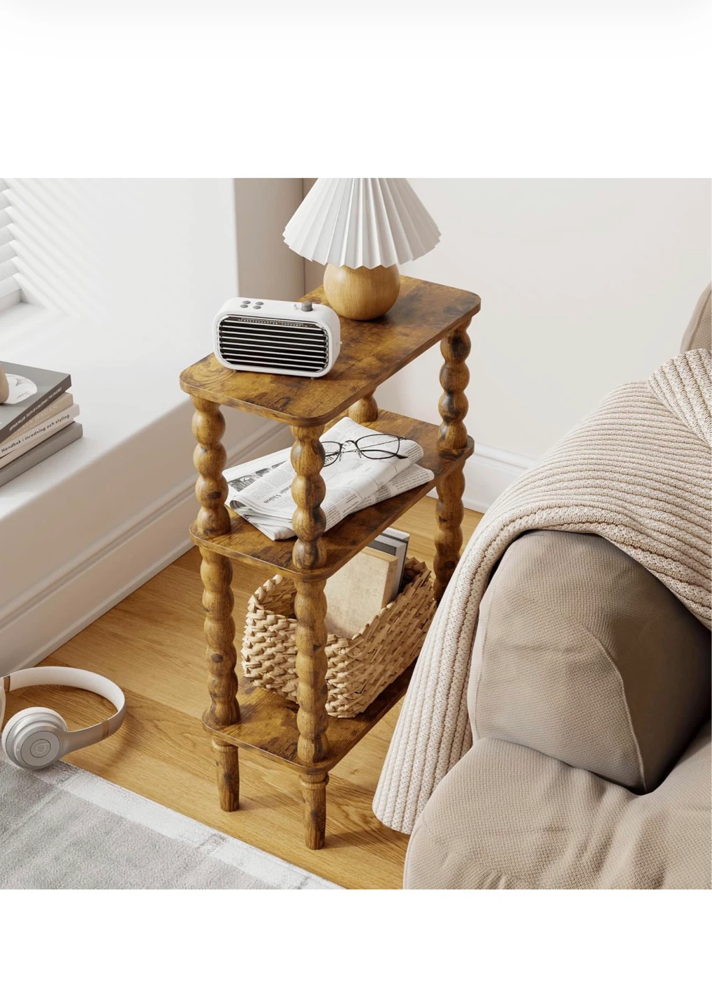 3-Shelf Accent Side Table - Rustic Wood Look - photo 3