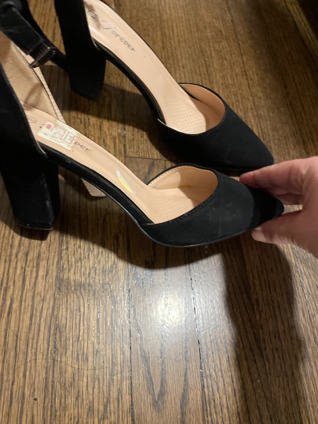 Forever Black Suede Heels Size 9 - photo 2