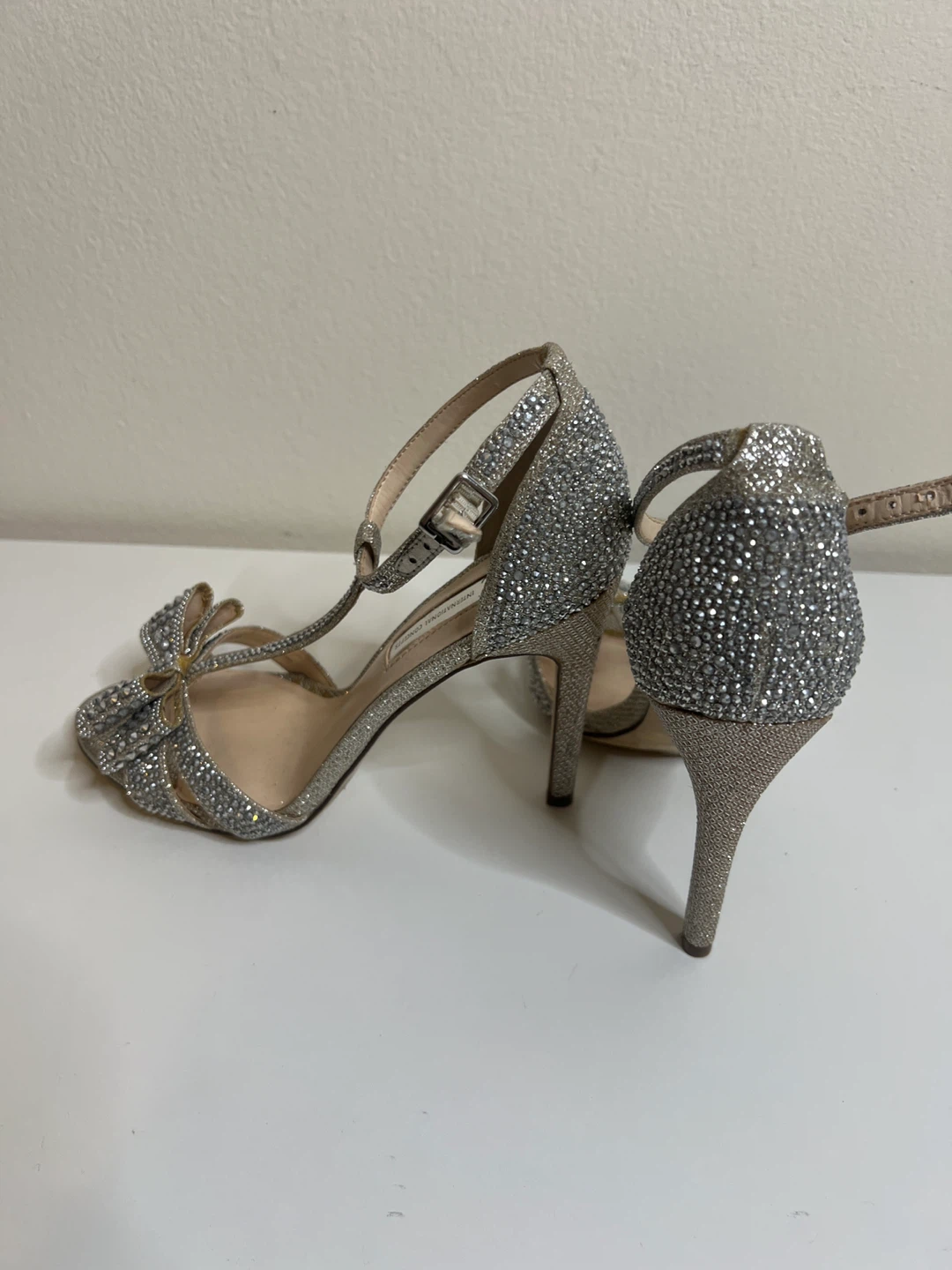 INC Glitter Bow Heels Silver Women's Shoes - photo 5