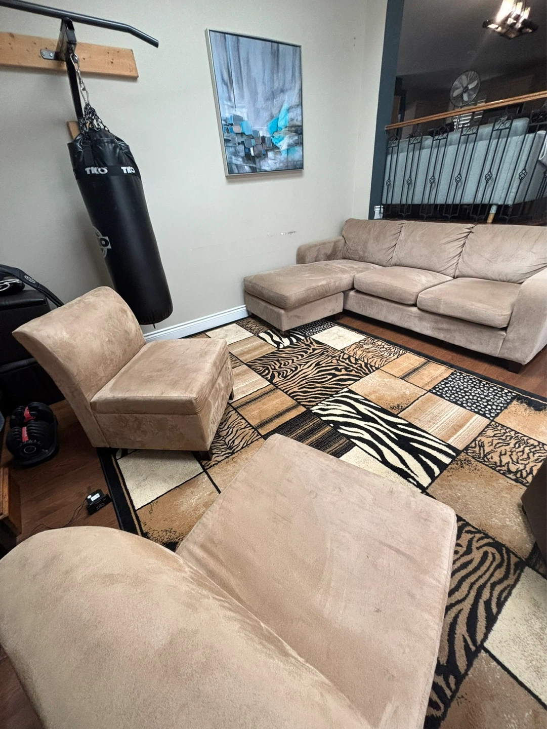 Light Brown Sectional Sofa with Chaise - photo 3