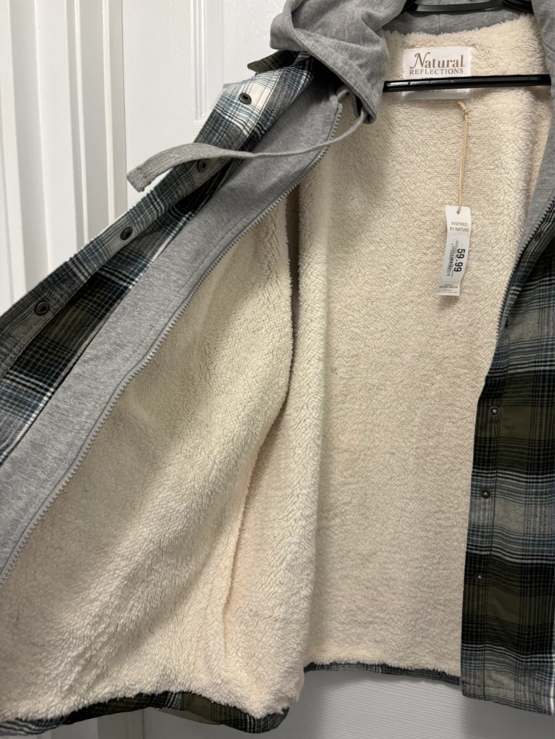 Natural Reflections Sherpa Lined Plaid Hoodie Jacket - photo 3