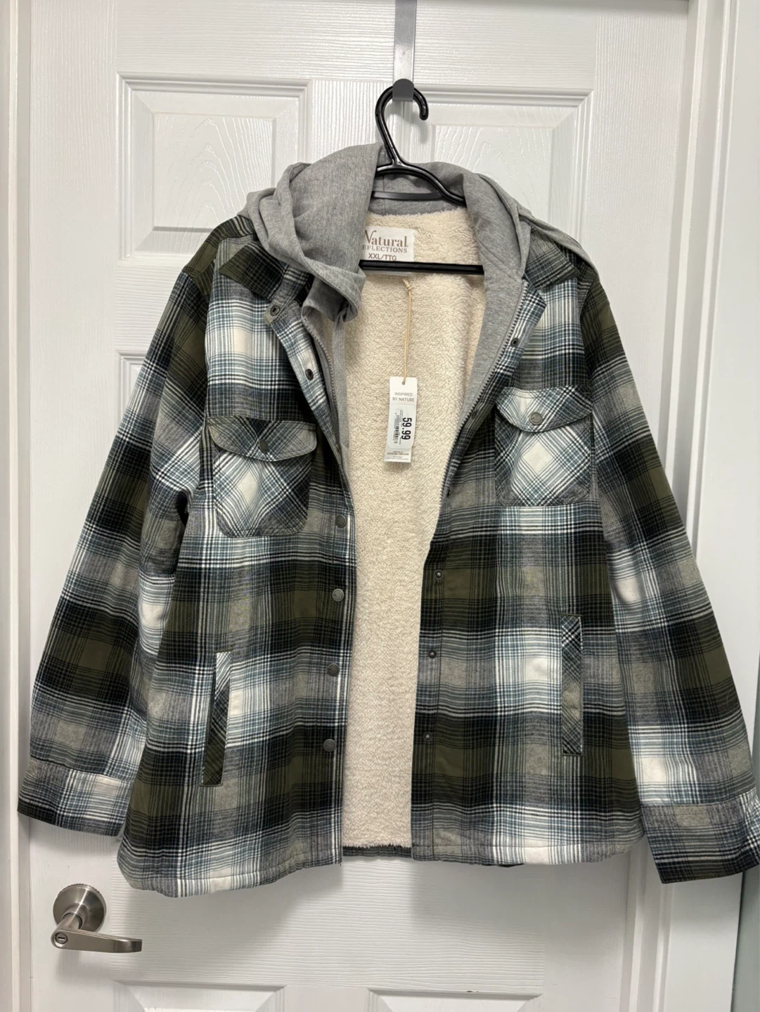 Natural Reflections Sherpa Lined Plaid Hoodie Jacket