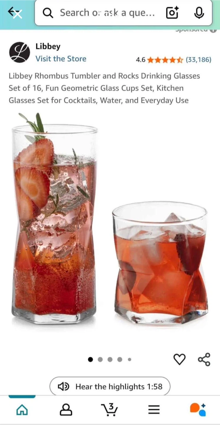 Libbey Rhombus Glassware Set - 16 Piece⚽️ - photo 5