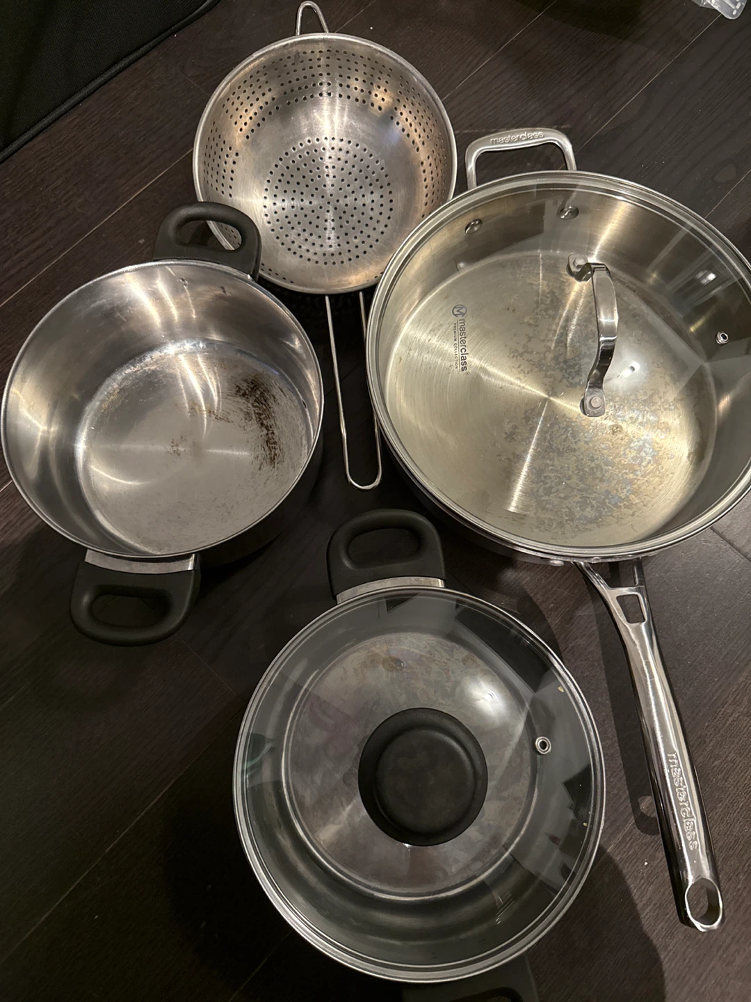 MasterClass Stainless Steel Pots and Colander Set