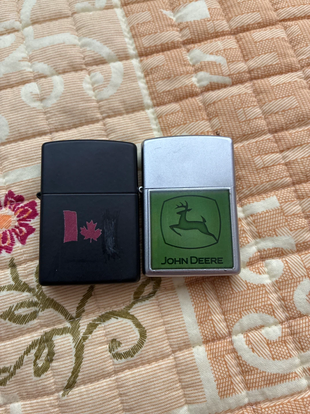 Zippo Lighters - John Deere, Canada Flag, Plain Silver