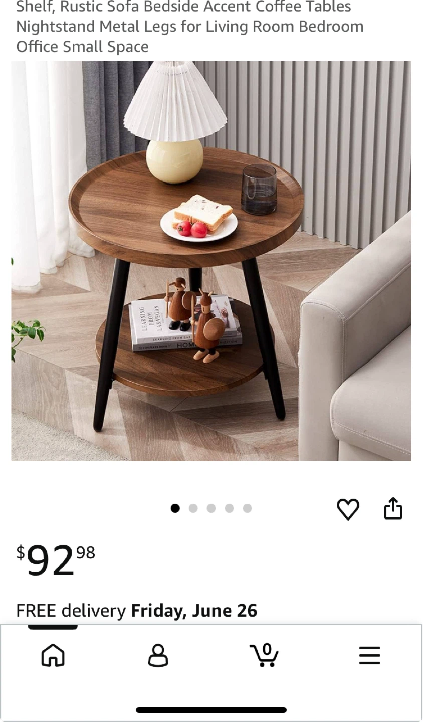 Rustic Wood Accent Side Table with Metal Legs