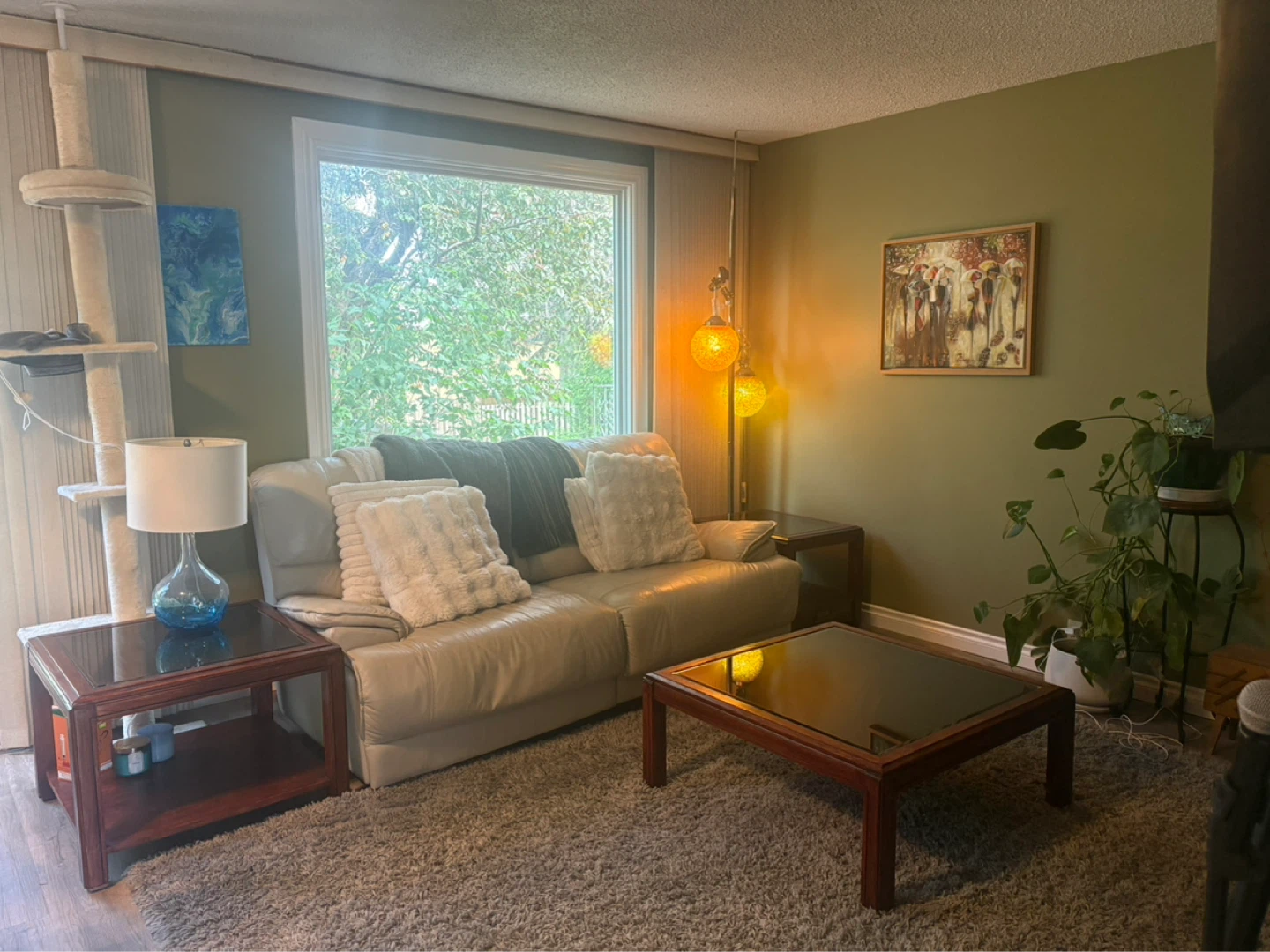 Wooden Coffee Table with Glass Top