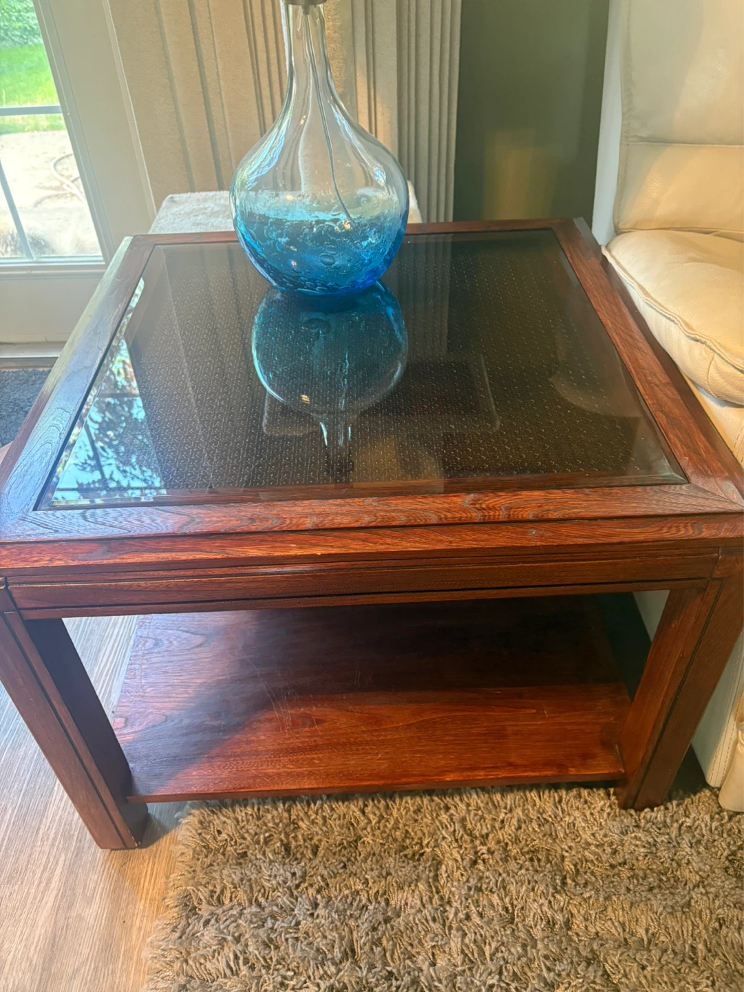 Wooden Coffee Table with Glass Top - photo 2
