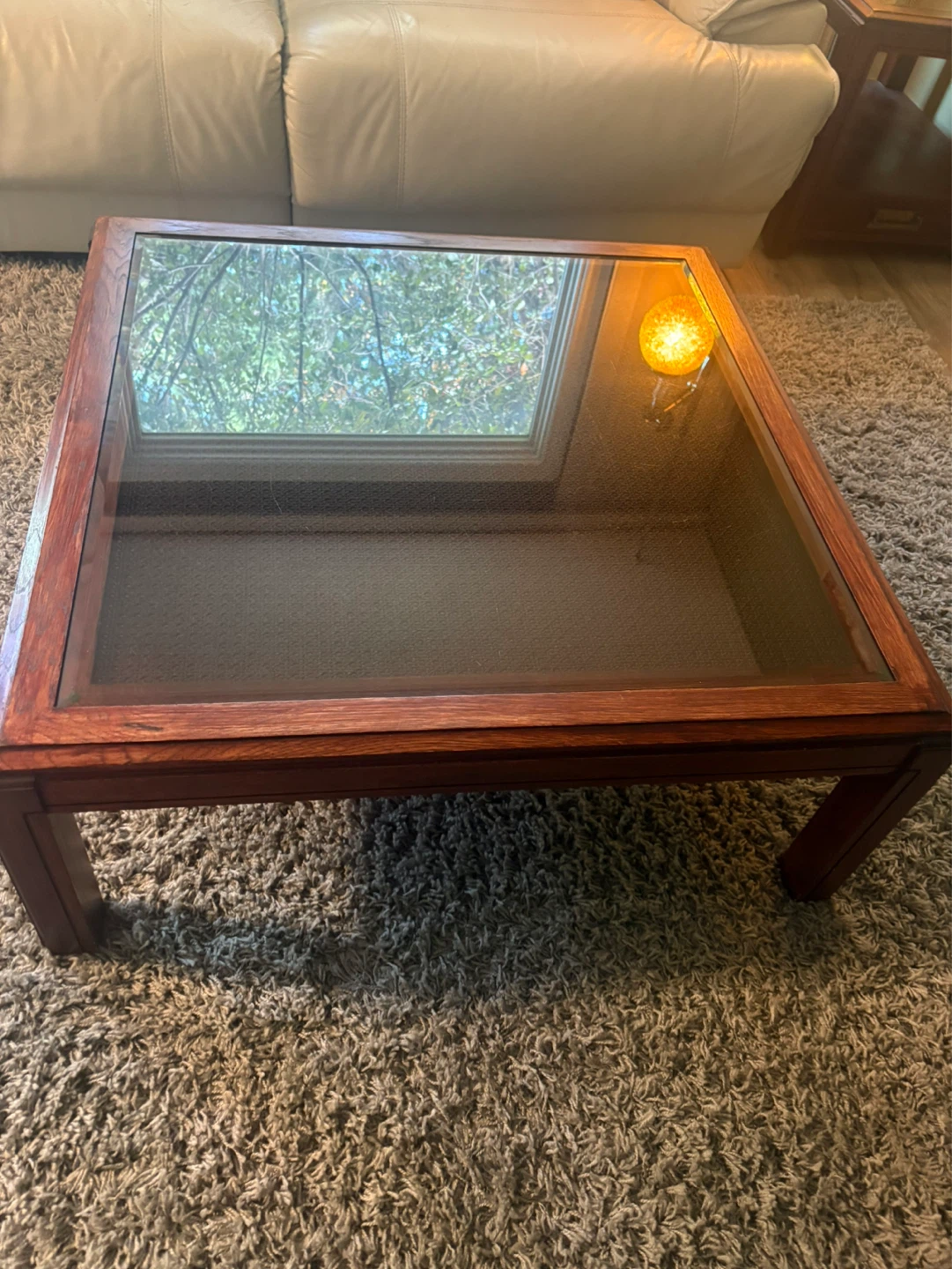 Wooden Coffee Table with Glass Top - photo 3