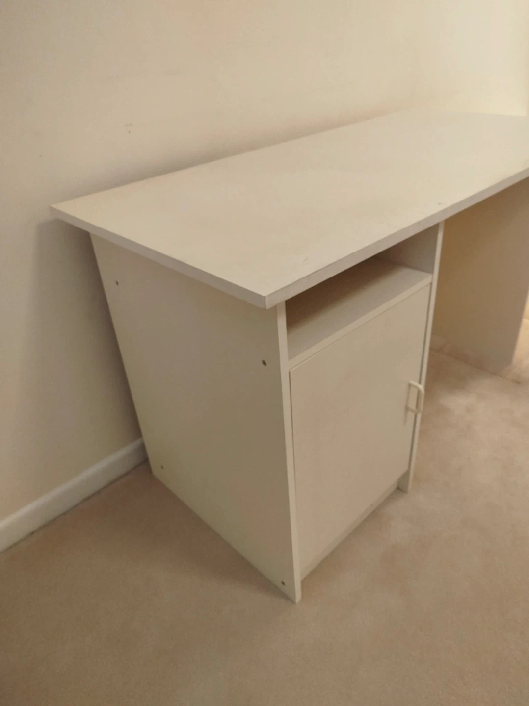White Desk with Cabinet and Shelf - photo 5