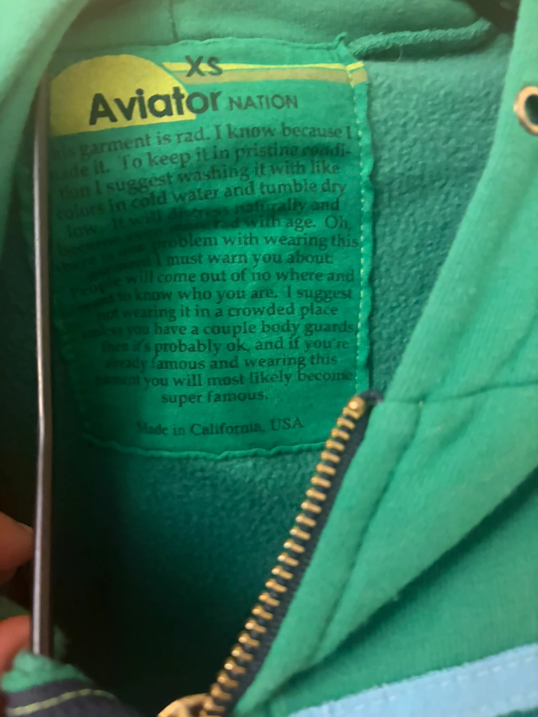 Aviator Nation Zip Up Hoodie - Green - photo 4