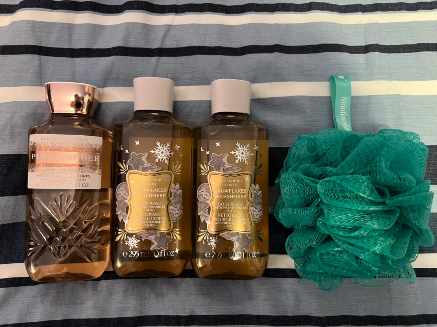 Bath and body works body wash and mesh sponge