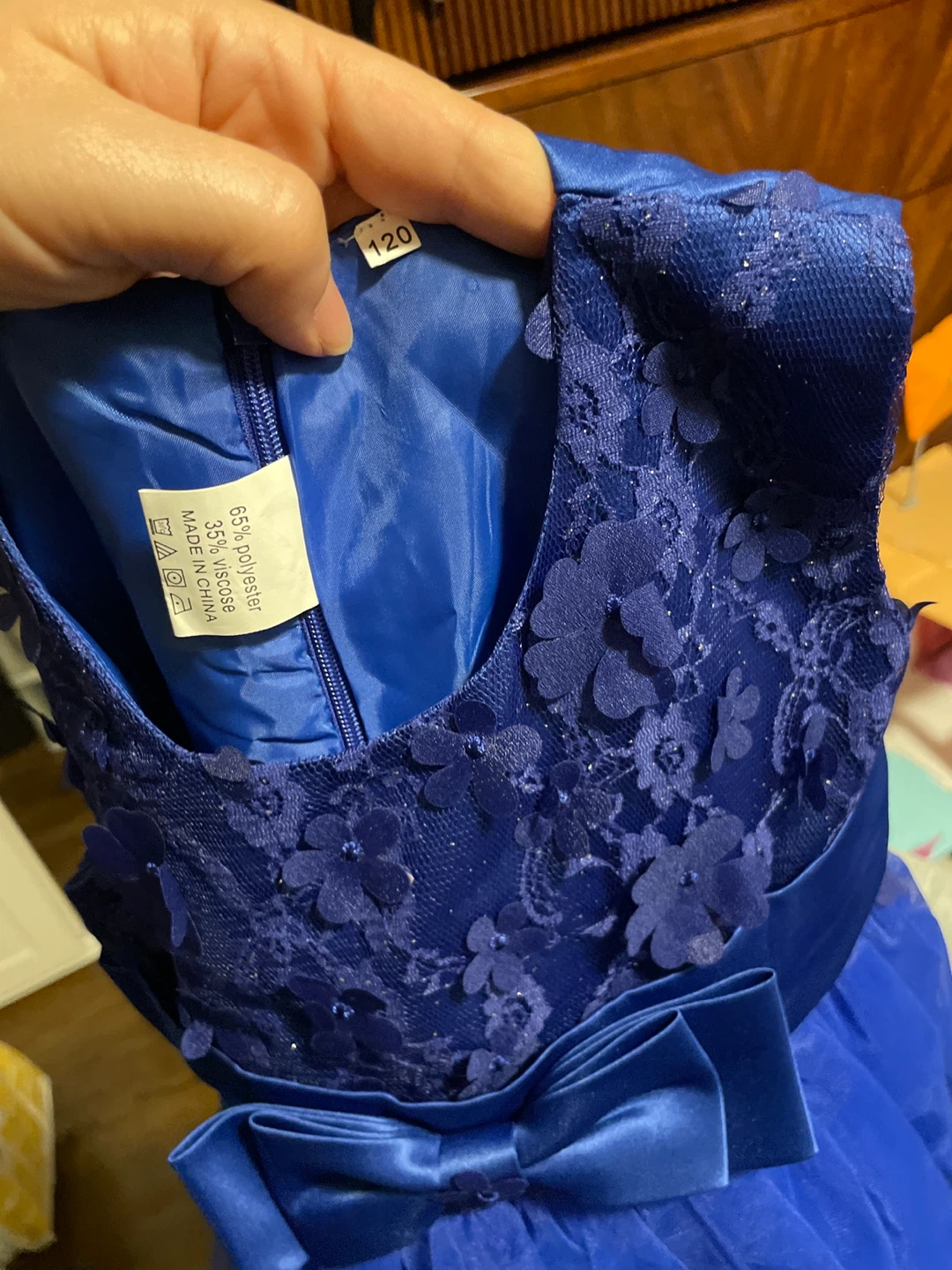 Blue Dress with Floral Appliques - photo 2